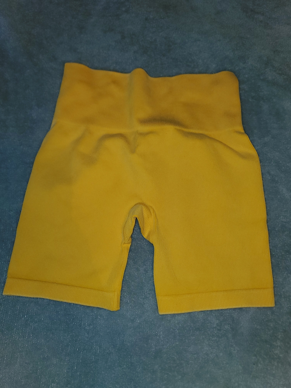 JoyLab Yellow Ribbed High-Waist Bike Shorts